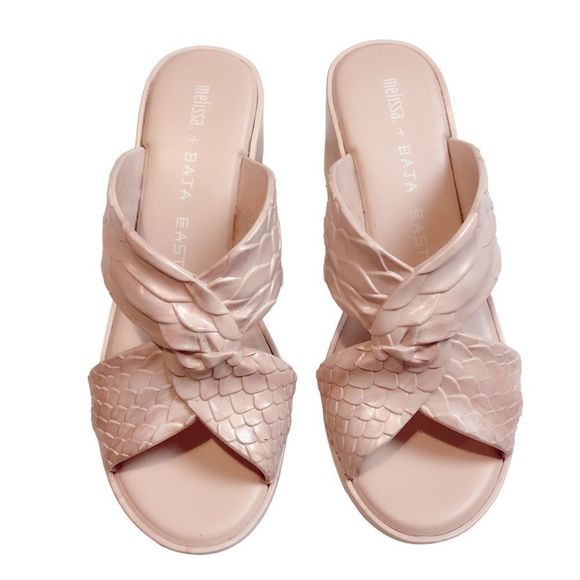 Y2K Baja East By Melissa Python Textured Chunky Block Heel Sandal 9 Y2K - Picture 4 of 9